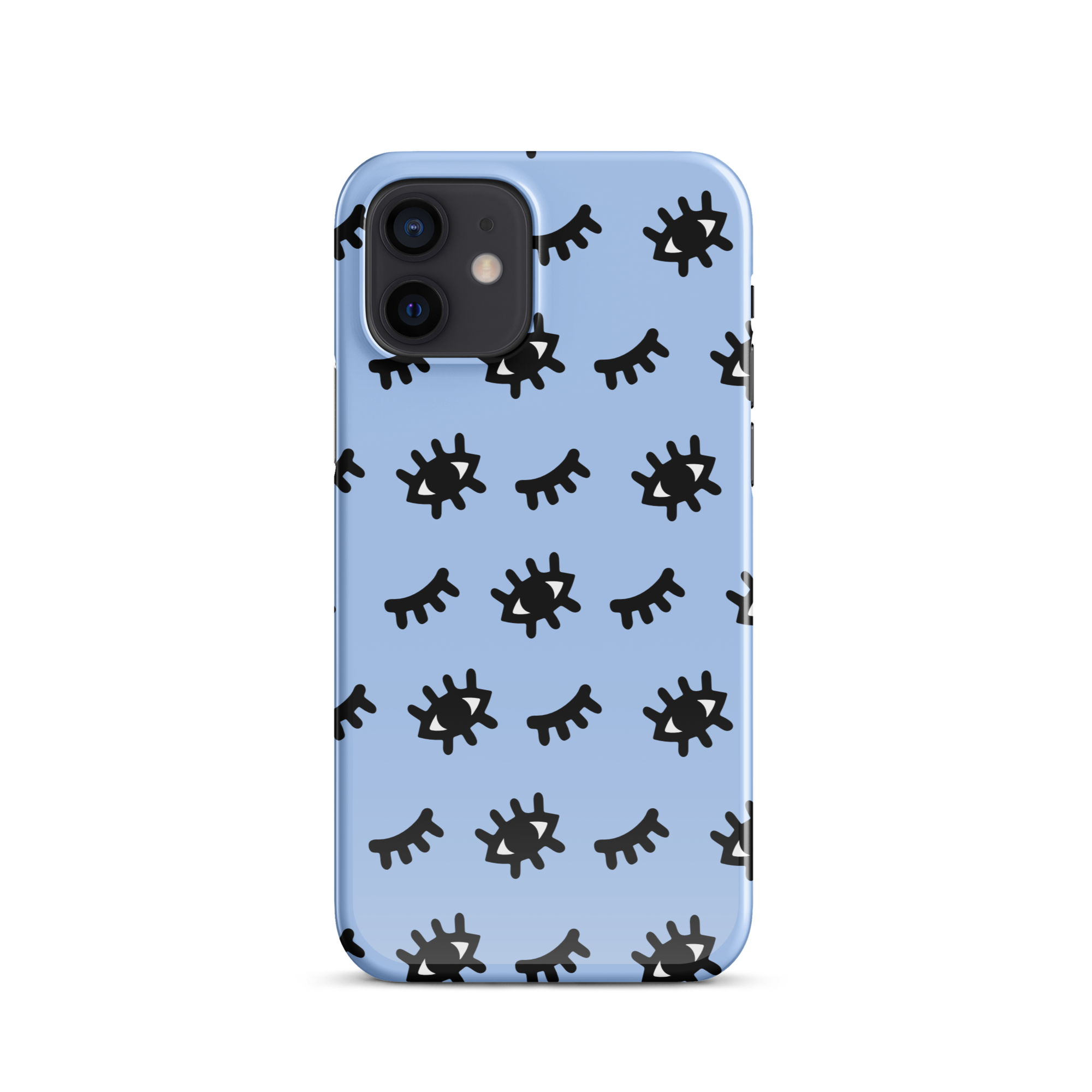 Blue Doodle Eyes iPhone 12 Case