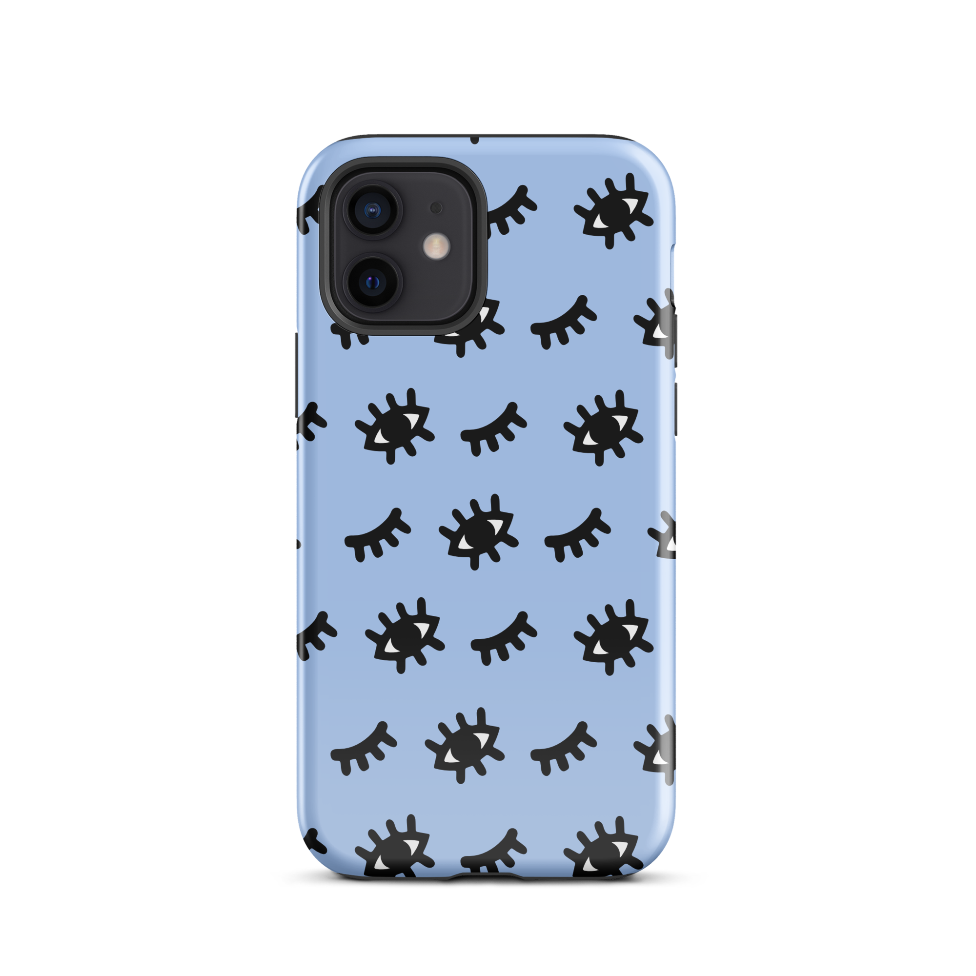 Blue Doodle Eyes iPhone 12 Case