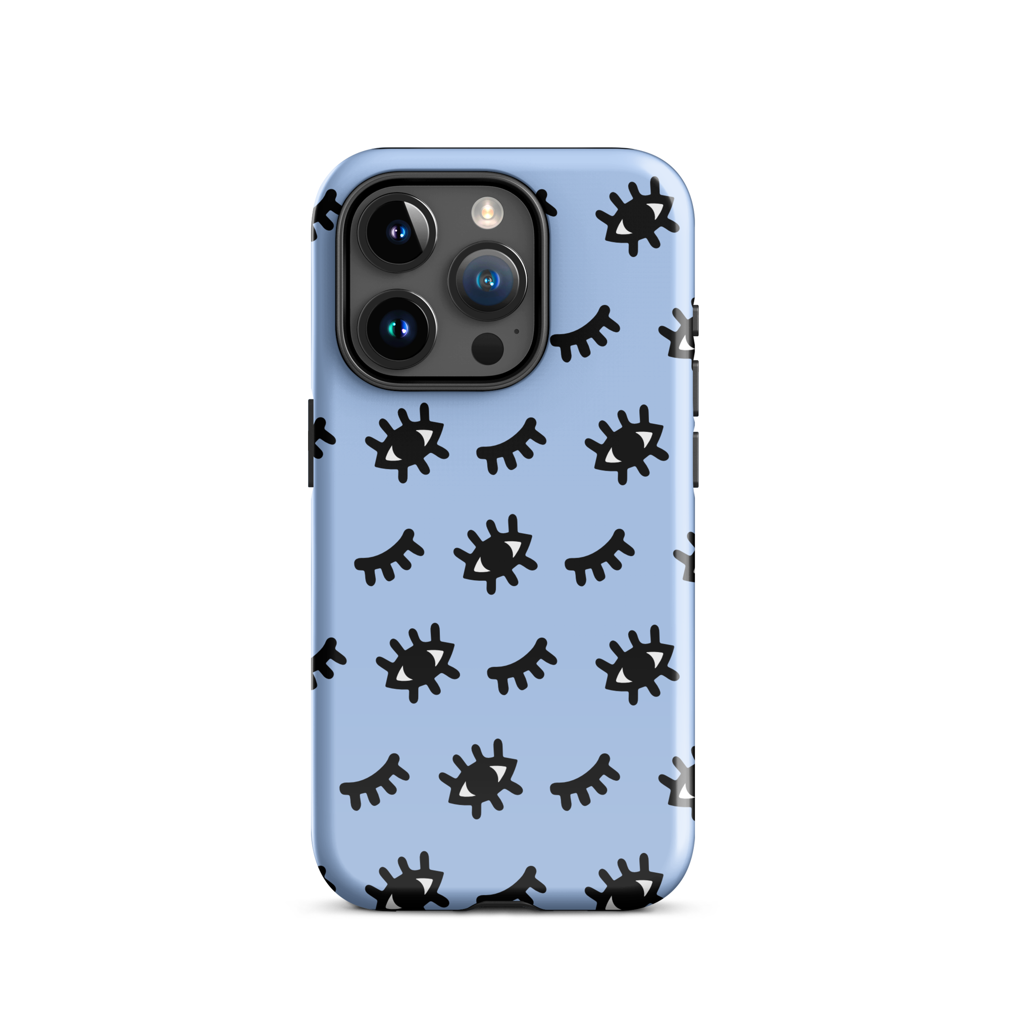 Blue Doodle Eyes iPhone 15 Pro Case