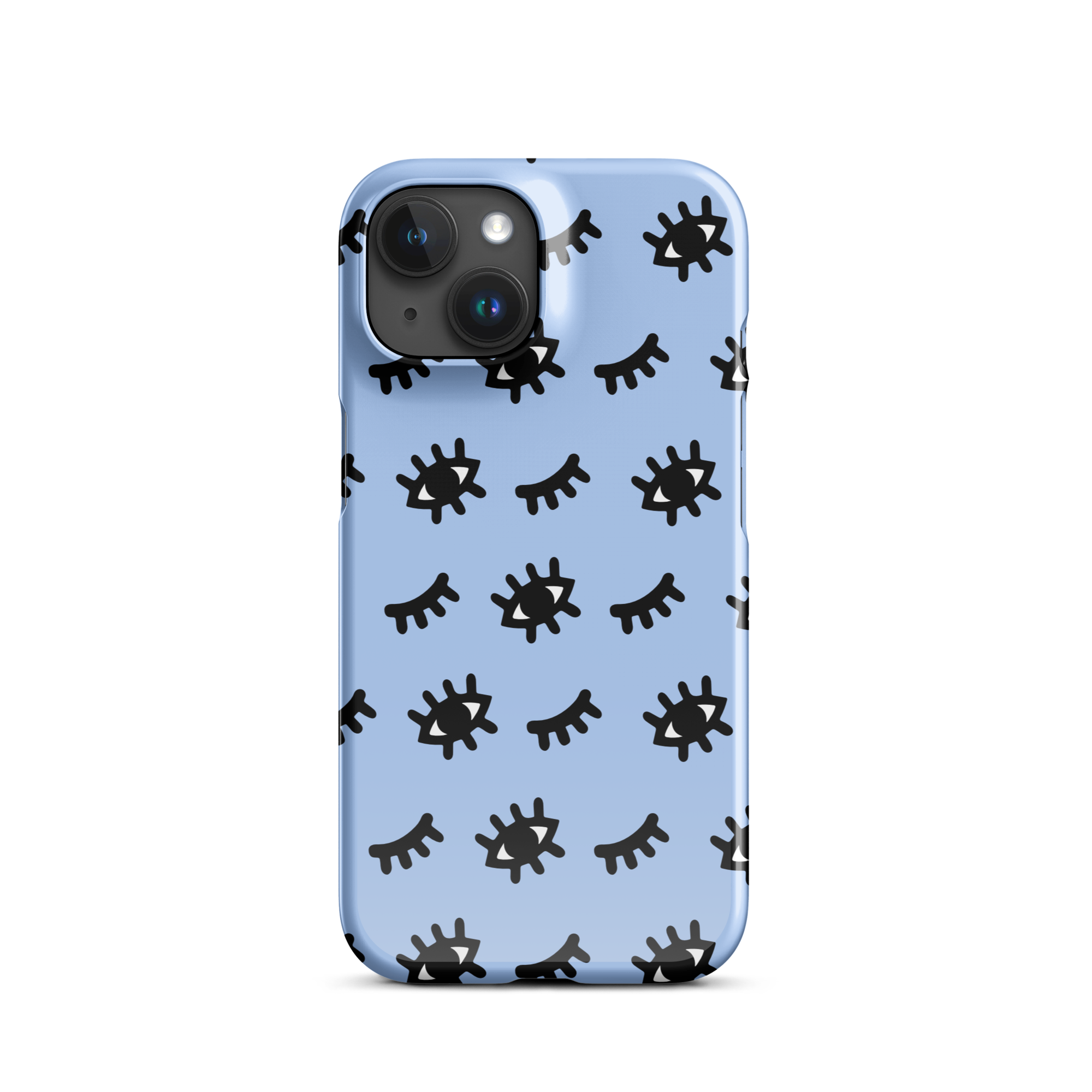 Blue Doodle Eyes iPhone 15 Case