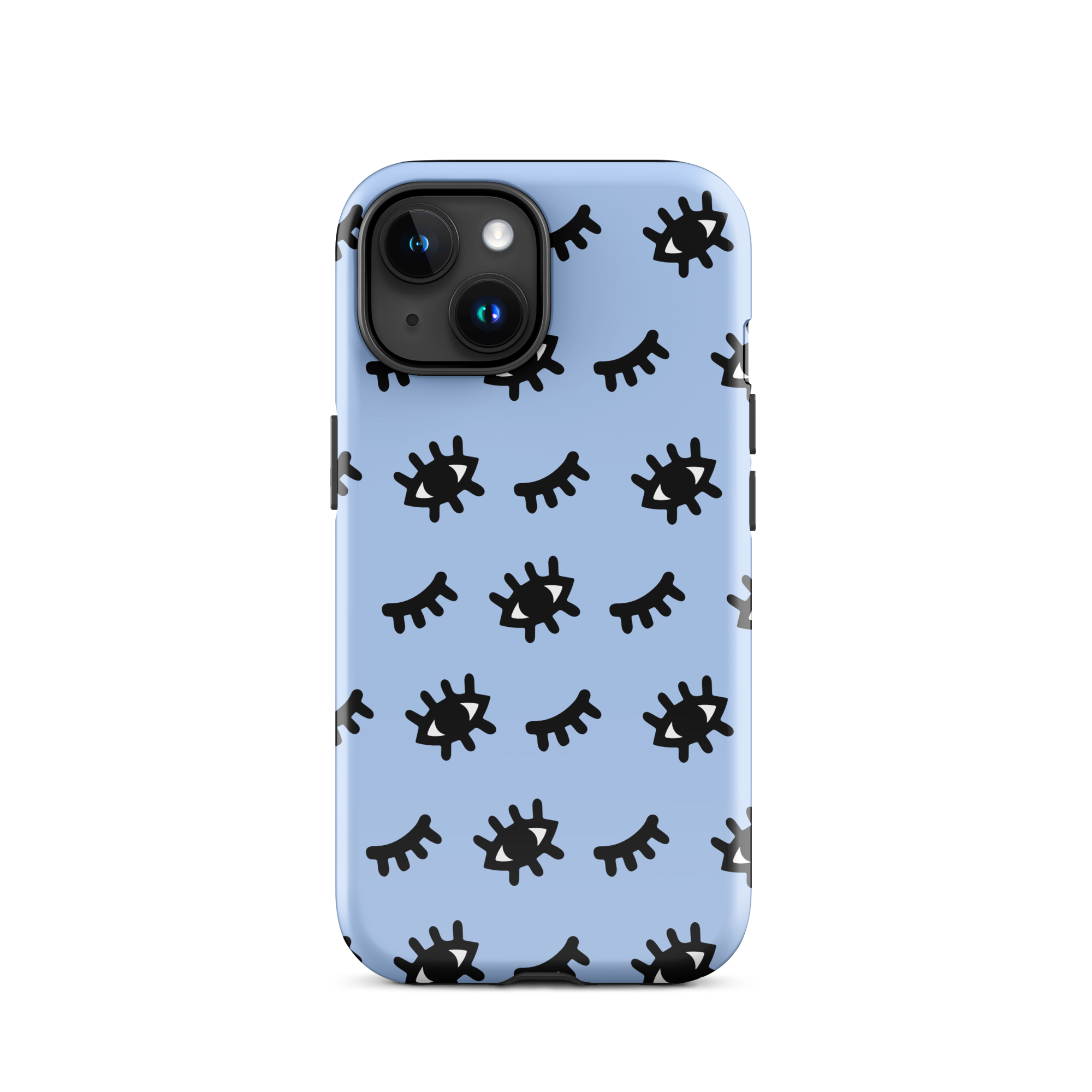 Blue Doodle Eyes iPhone 15 Case