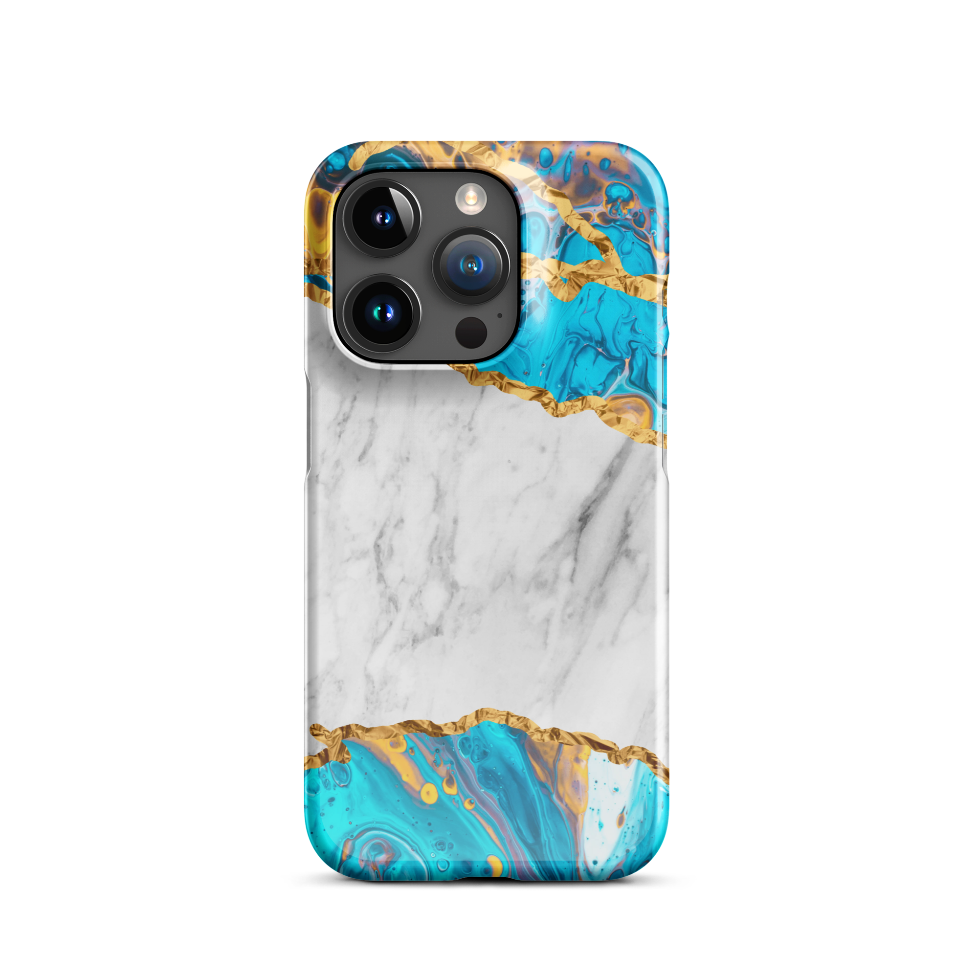 Ocean Gold Marble iPhone 15 Pro Case