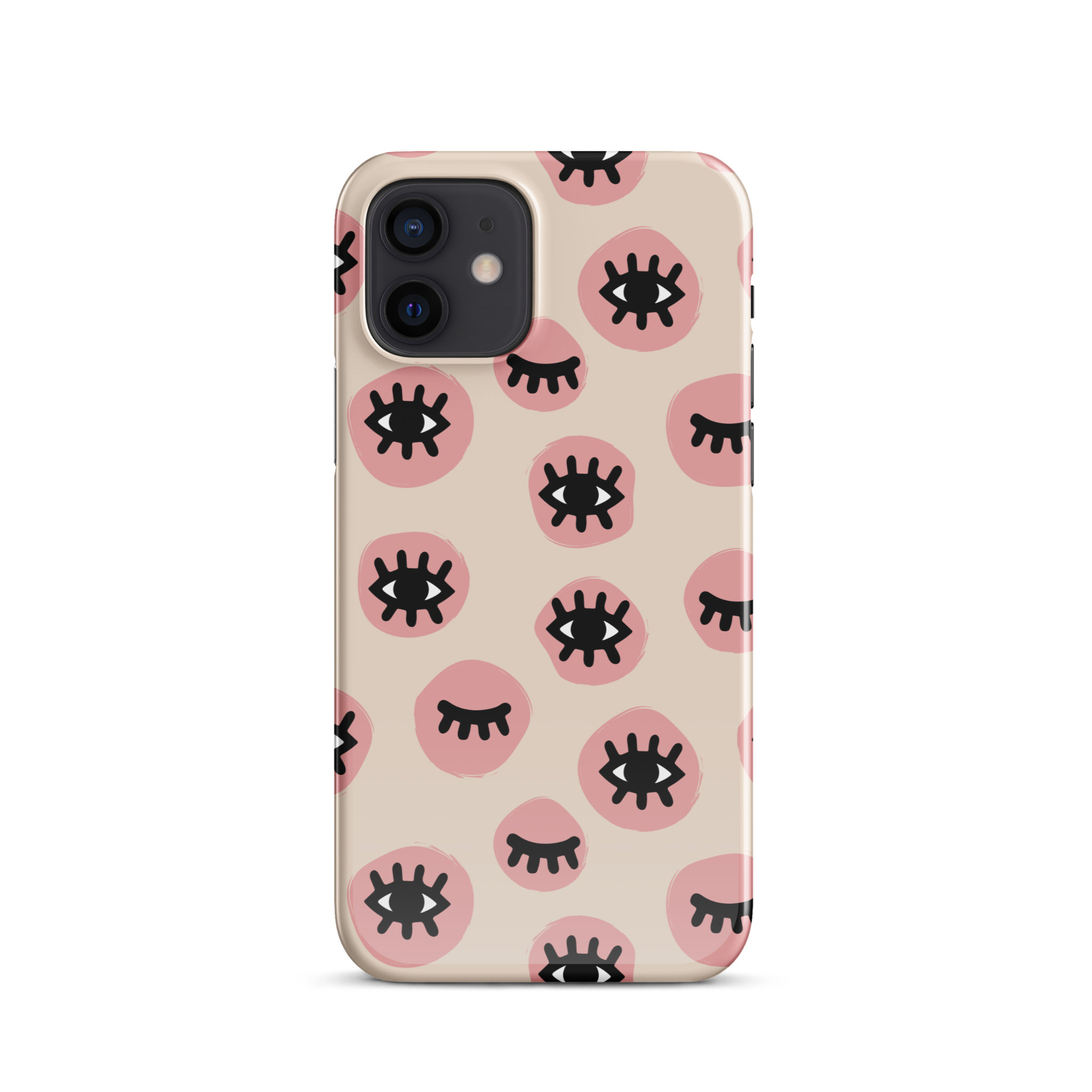 Pink Doodle Eyes iPhone 12 Case