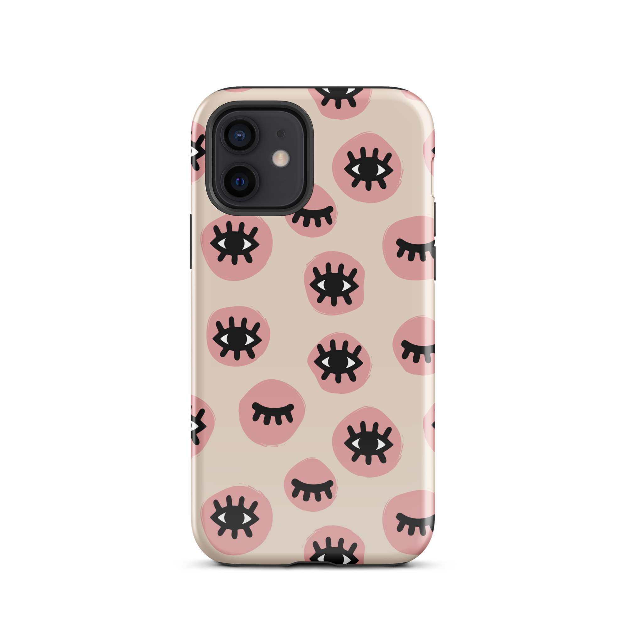 Pink Doodle Eyes iPhone 12 Case