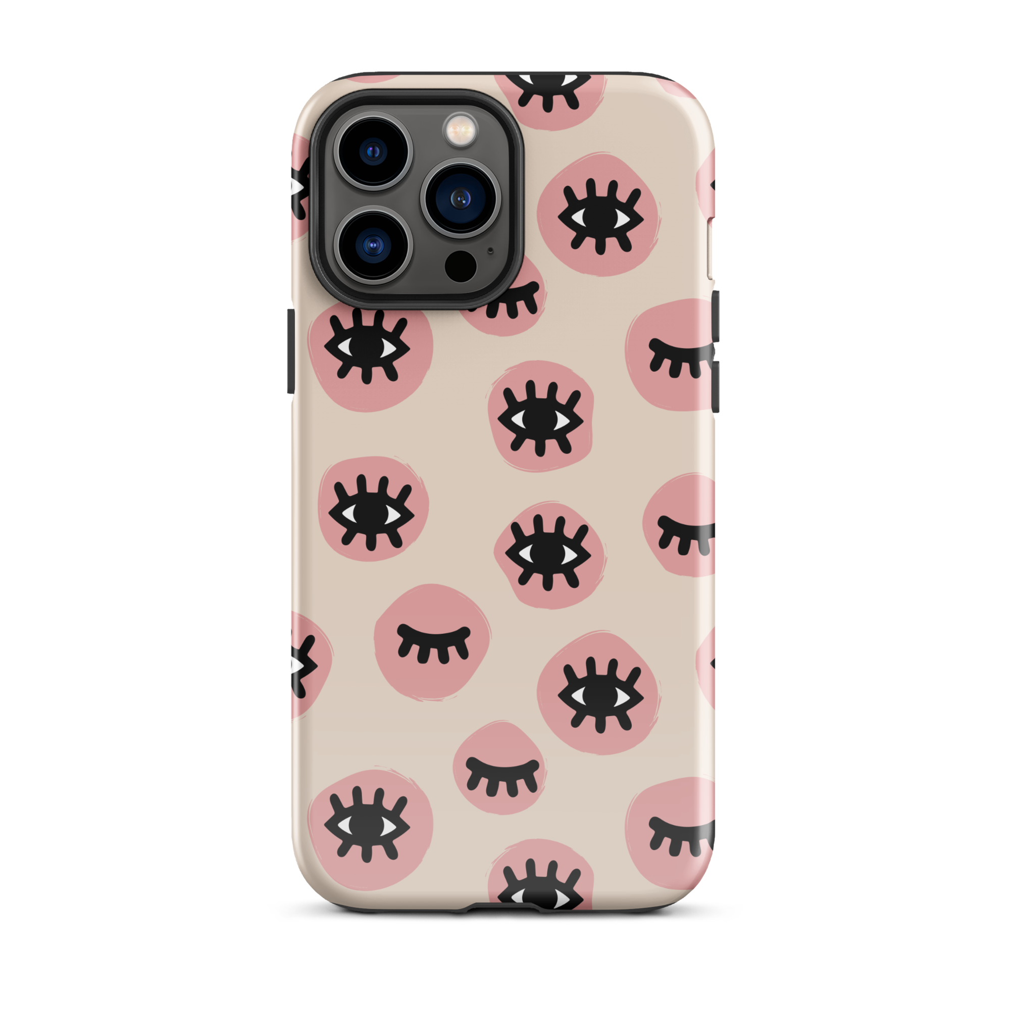 Pink Doodle Eyes iPhone 13 Pro Max Case