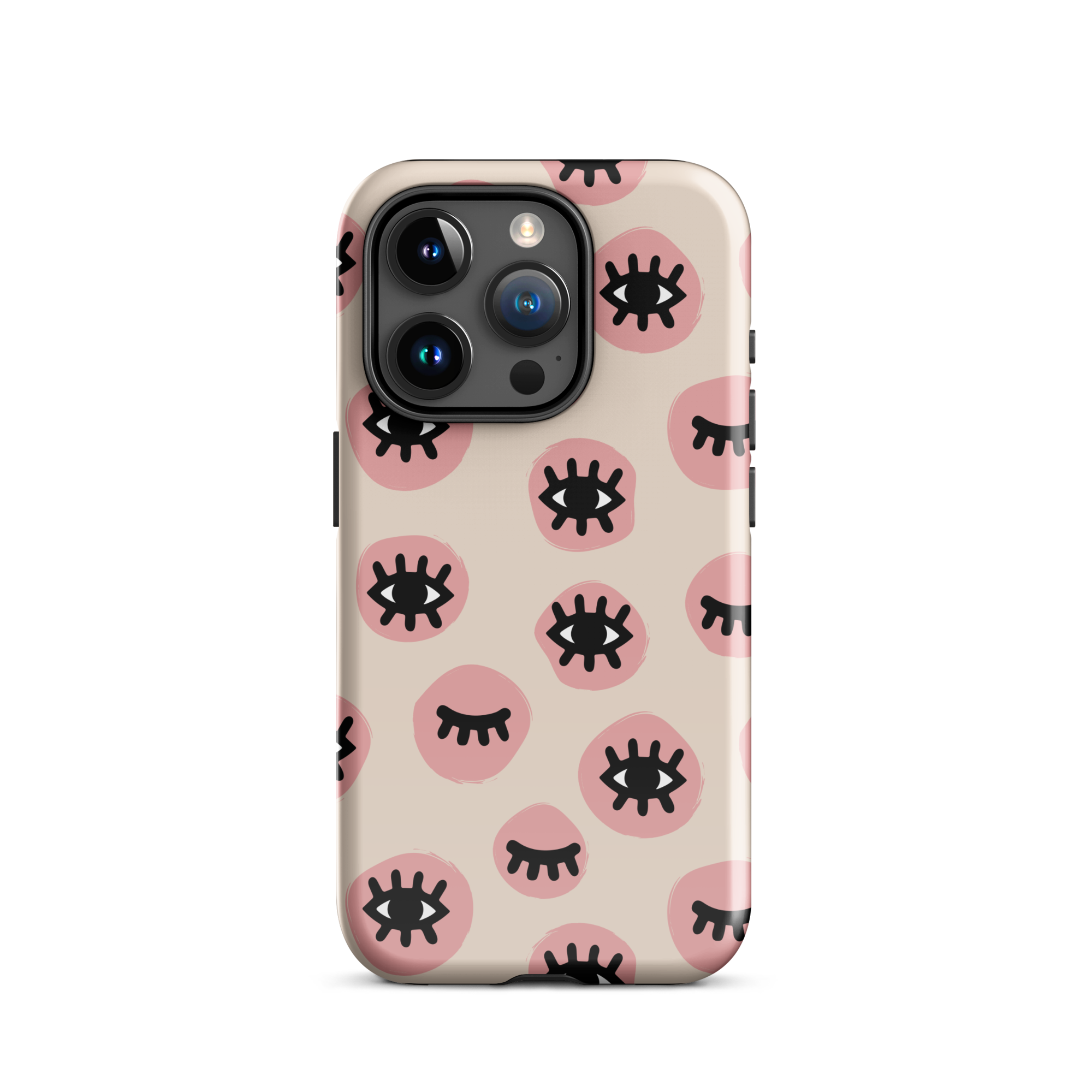 Pink Doodle Eyes iPhone 15 Pro Case