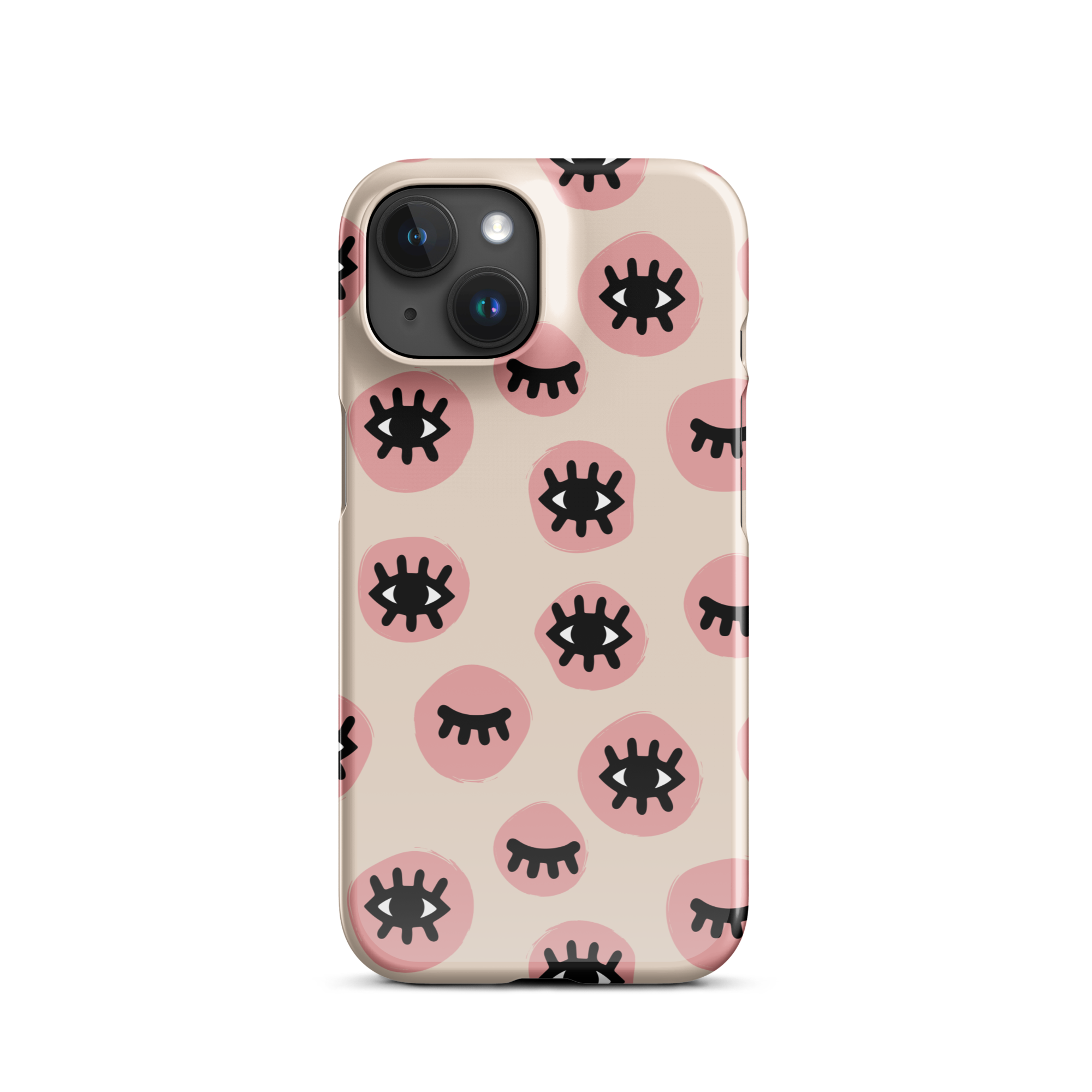 Pink Doodle Eyes iPhone 15 Case