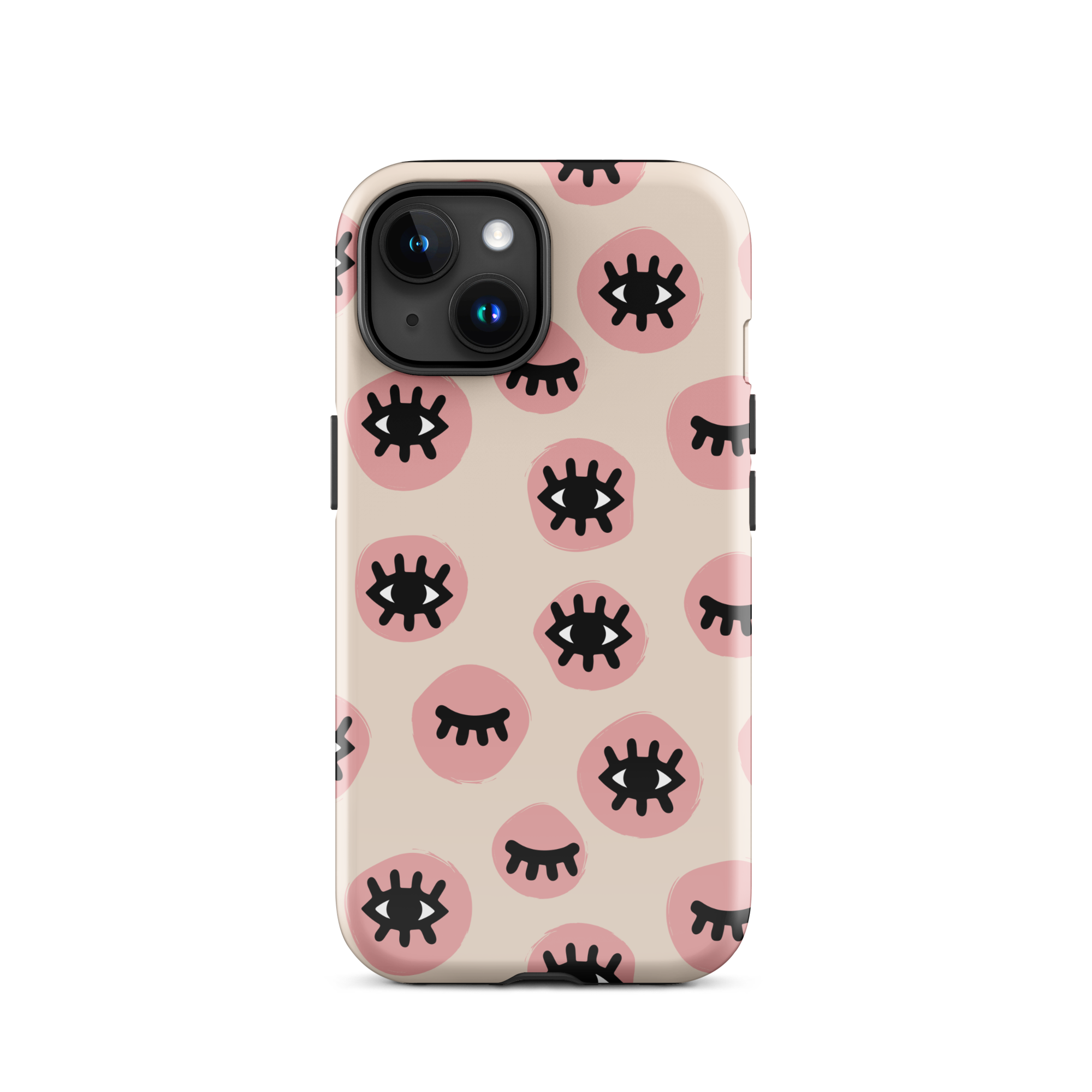 Pink Doodle Eyes iPhone 15 Case